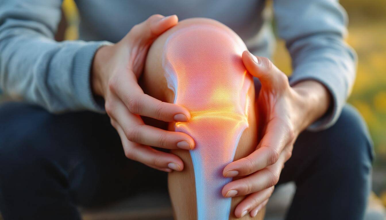 manos sobre huesos rodilla
